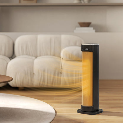 Ceramic Electric Heater, 2000W Space Heater with Timer, Black