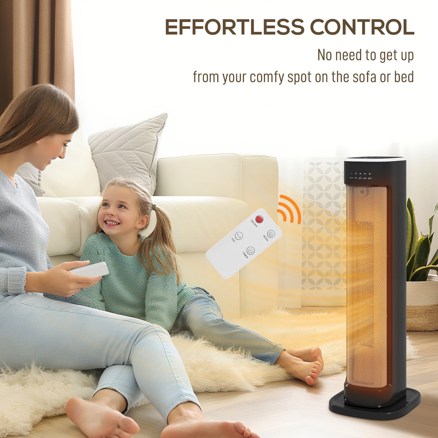 Ceramic Electric Heater, 2000W Space Heater with Timer, Black