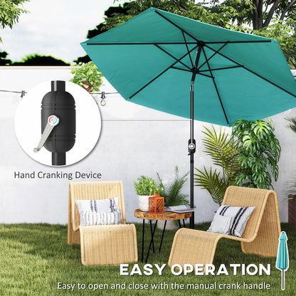 2.6M Garden Parasol Umbrella with Aluminium Pole, Tilt, Turquoise