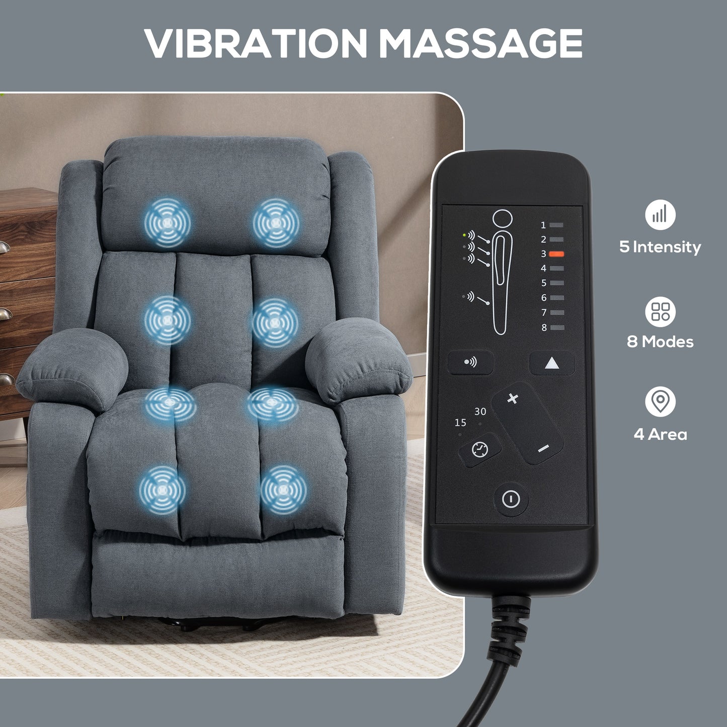 Power Lift Recliner Chair, Lift Chair for Elderly with Massage, Grey