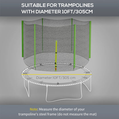 10ft Trampoline Net Replacement Safety Net with Zipped Door, Green