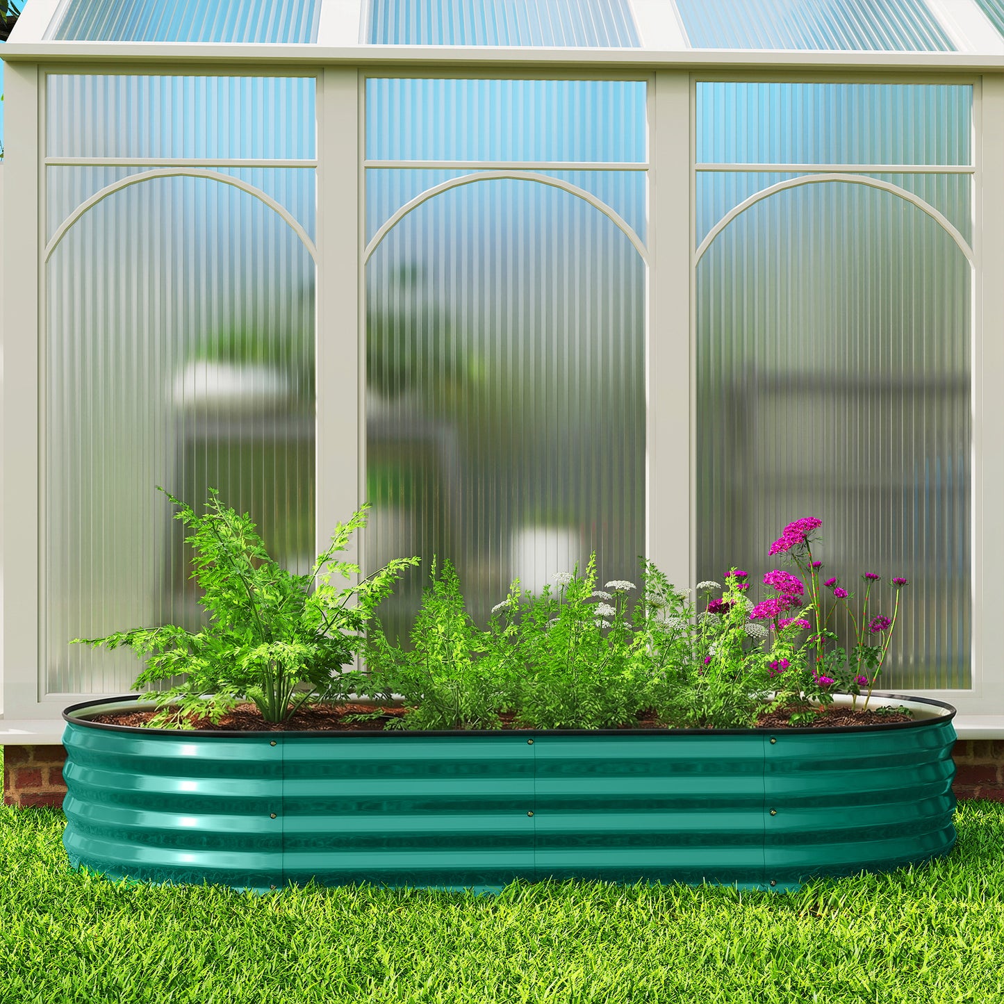 Galvanised Raised Garden Bed Planter Box, Light Green