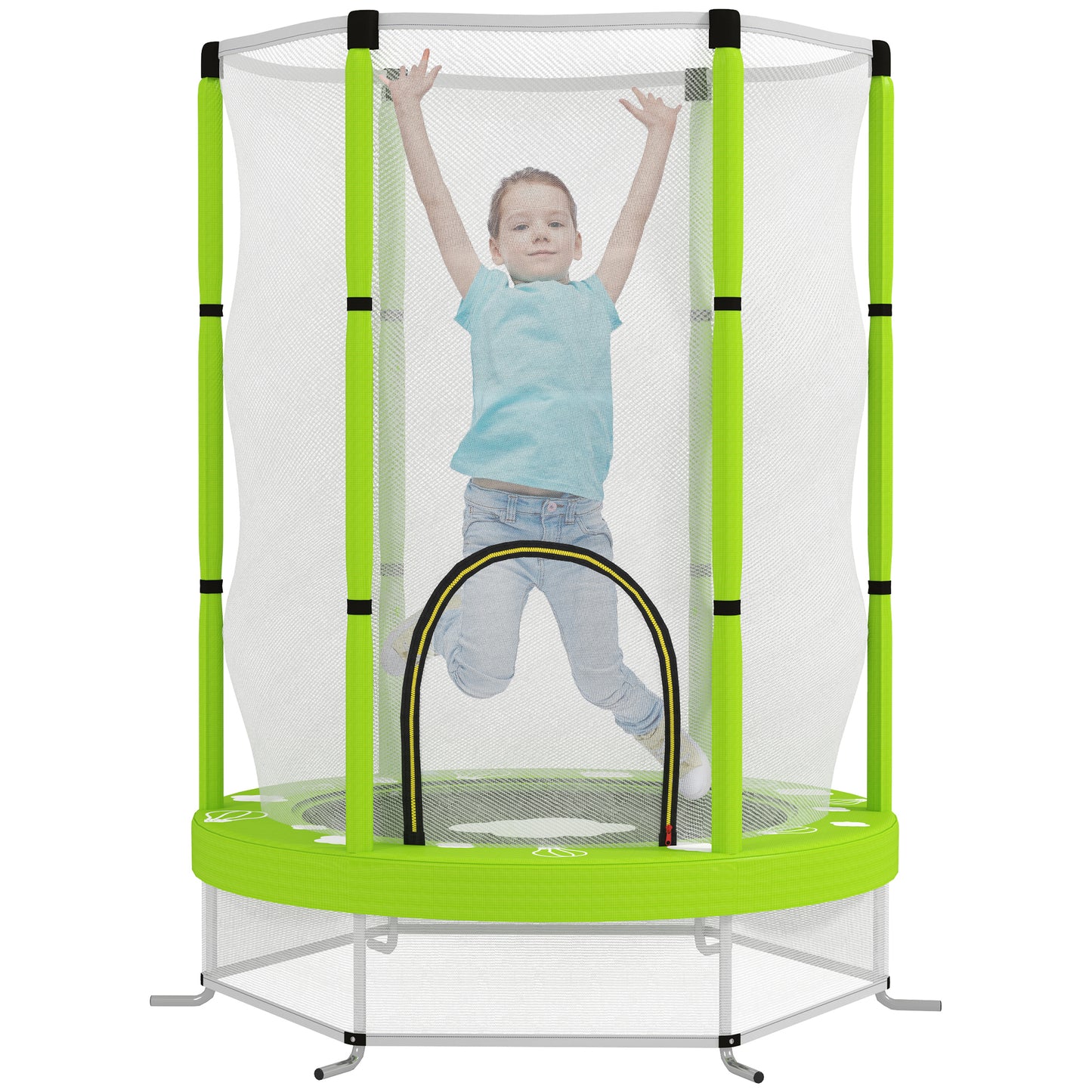 4.6ft Toddler Trampoline w/ Safety Enclosure Net, for Indoor Outdoor Use, Ages 3-6 Years, Green