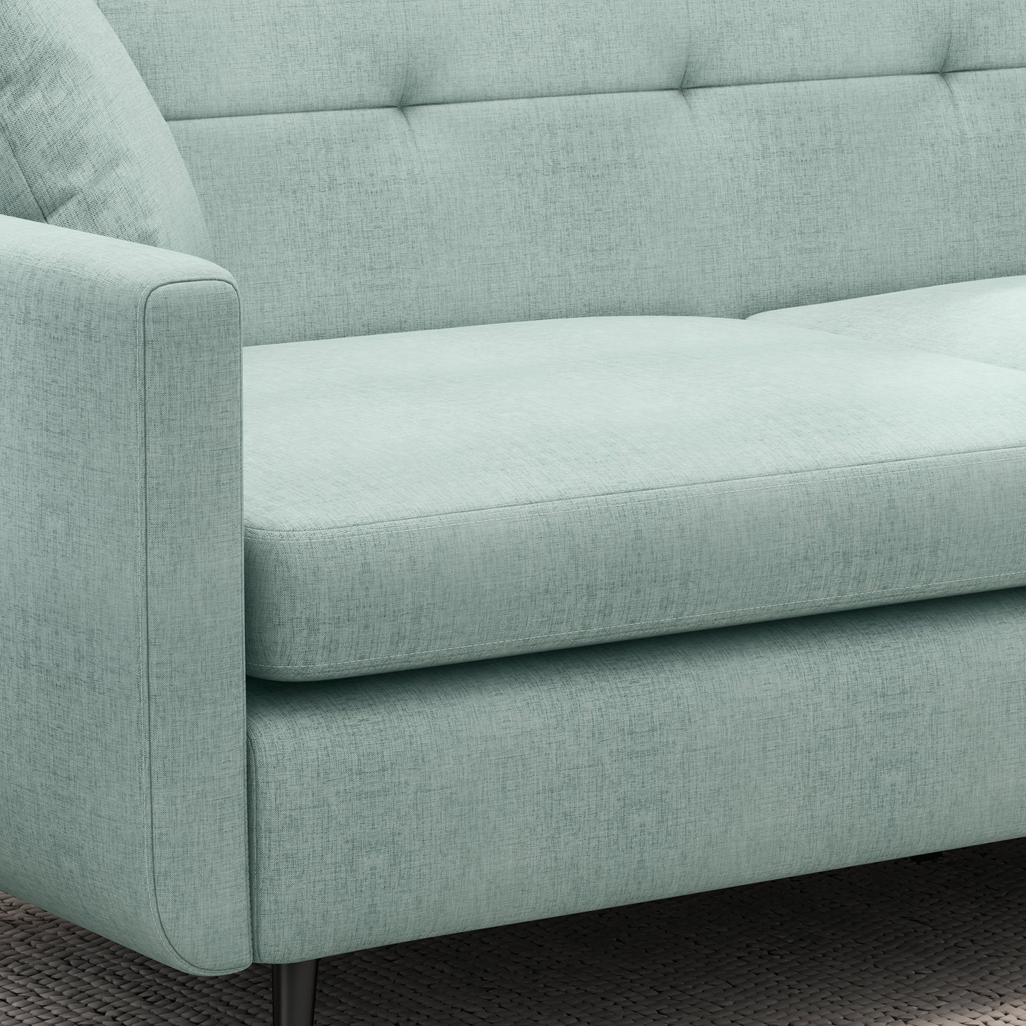 165cm 2 Seater Sofa for Living Room, Modern Fabric Couch, Tufted Loveseat Sofa Settee w/ Steel Legs, 2 Storage Pockets,