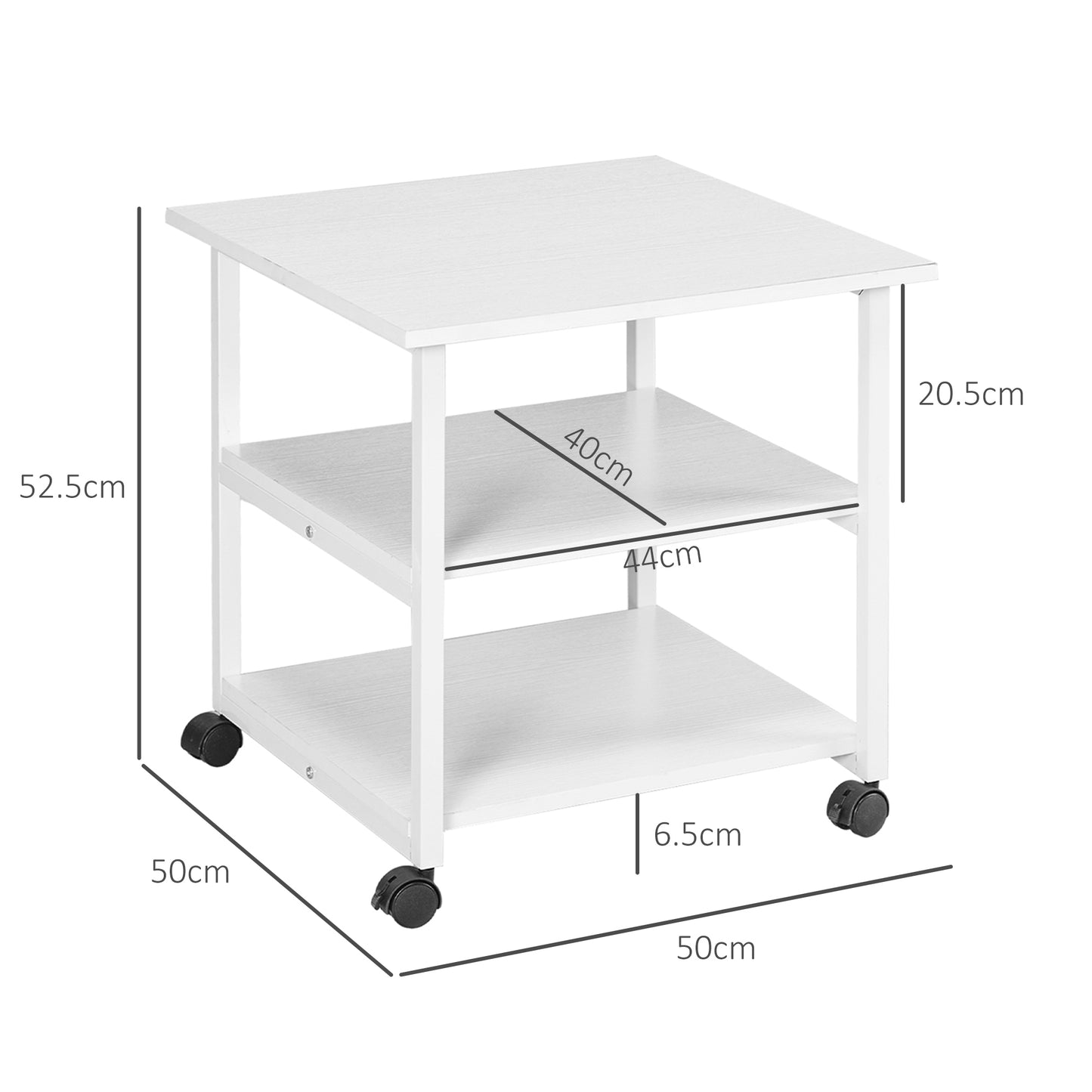 Mobile Printer Stand with Storage Printer Table for Home Office White