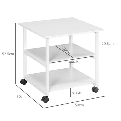 Mobile Printer Stand with Storage Printer Table for Home Office White