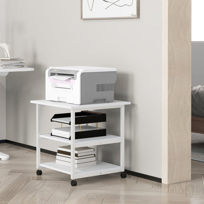 Mobile Printer Stand with Storage Printer Table for Home Office White
