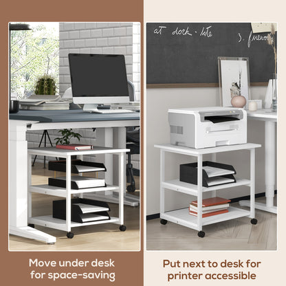 Mobile Printer Stand with Storage Printer Table for Home Office White