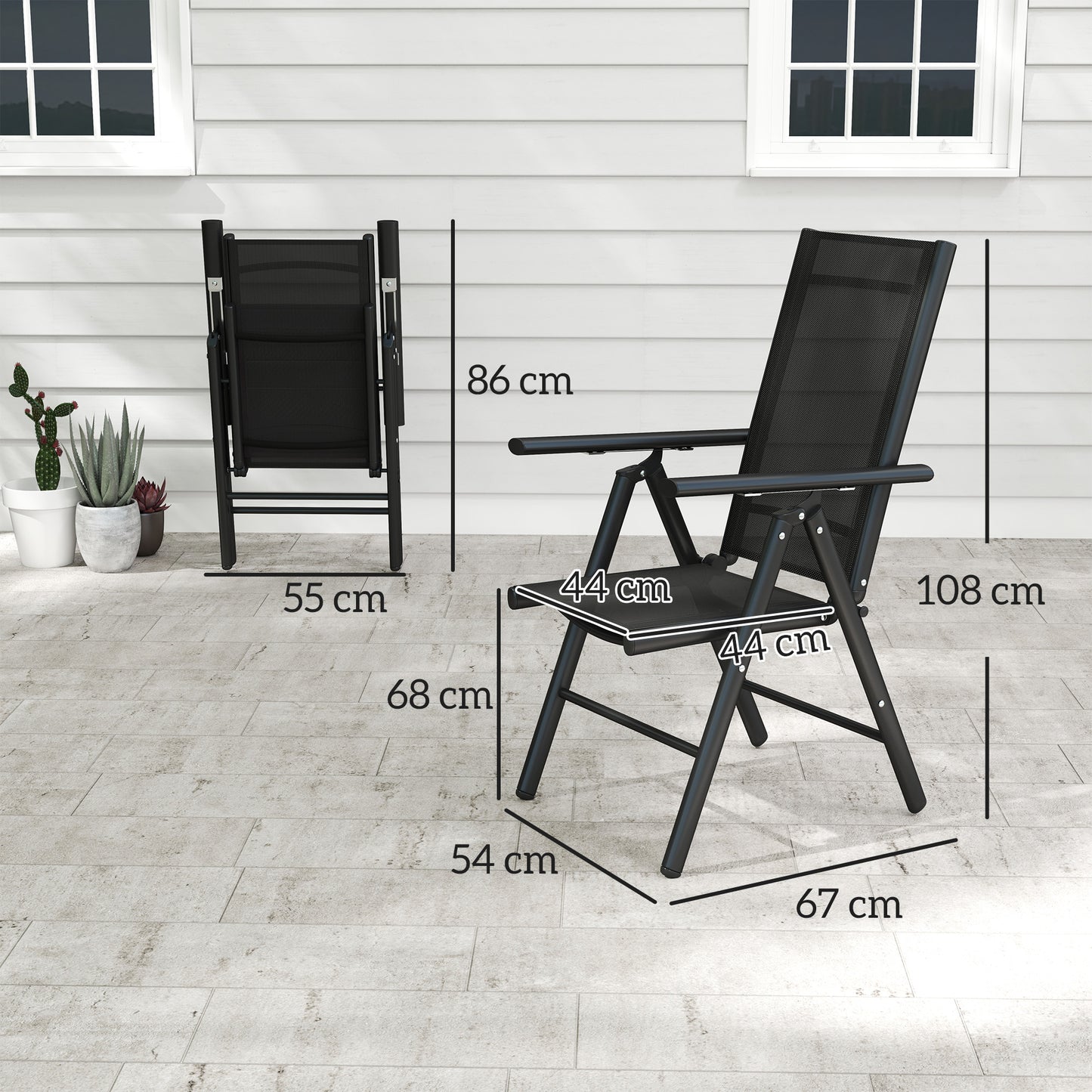 2PCS Folding Chair w/ Breathable Mesh Back and Seat, Black