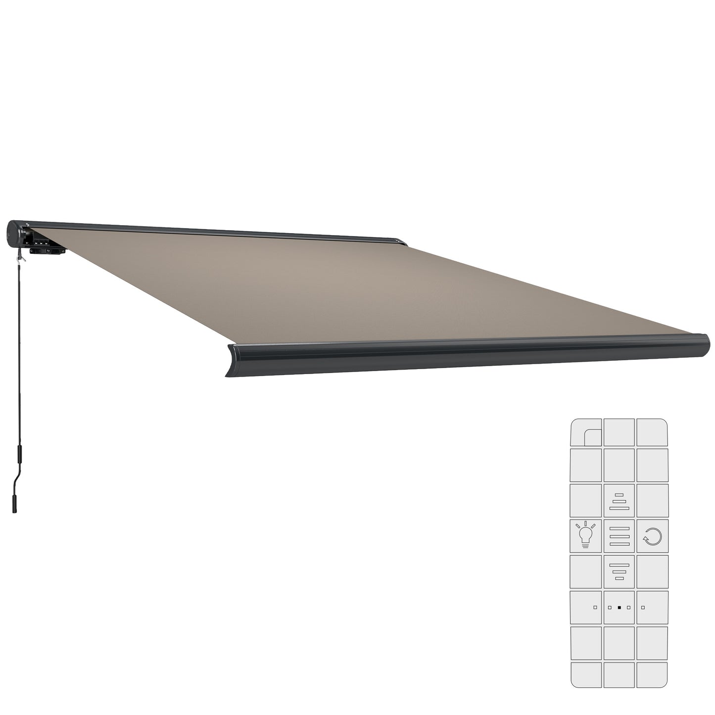 3 x 2.5 m Electric Awning with Remote Controller, Aluminium Frame DIY Retractable Awning, UV50+ Sun Shade Canopy for Garden Patio Deck Door Window, Light Grey