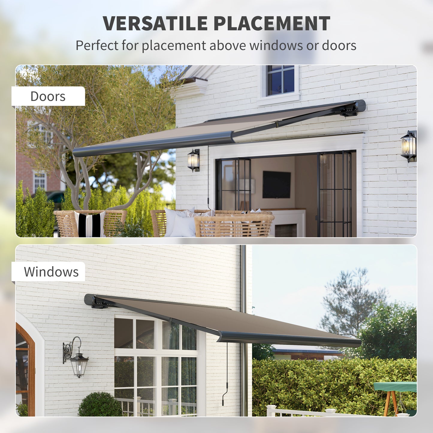 3 x 2.5 m Electric Awning with Remote Controller, Aluminium Frame DIY Retractable Awning, UV50+ Sun Shade Canopy for Garden Patio Deck Door Window, Light Grey