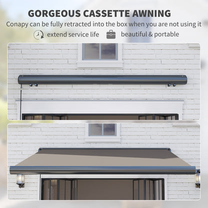 3 x 2.5 m Electric Awning with Remote Controller, Aluminium Frame DIY Retractable Awning, UV50+ Sun Shade Canopy for Garden Patio Deck Door Window, Light Grey