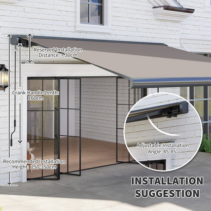 3 x 2.5 m Electric Awning with Remote Controller, Aluminium Frame DIY Retractable Awning, UV50+ Sun Shade Canopy for Garden Patio Deck Door Window, Light Grey