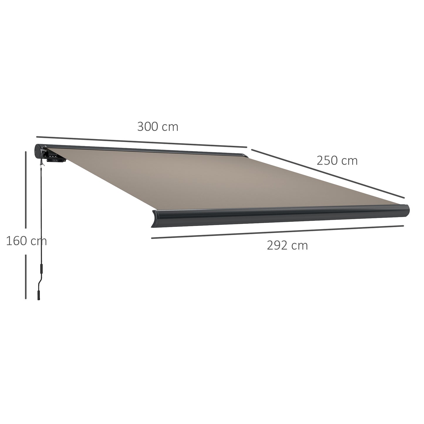 3 x 2.5 m Electric Awning with Remote Controller, Aluminium Frame DIY Retractable Awning, UV50+ Sun Shade Canopy for Garden Patio Deck Door Window, Light Grey