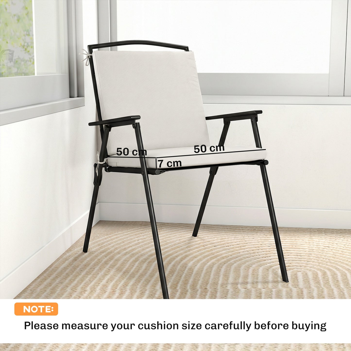 2Pcs Garden Chair Cushions, Waterproof Seat Pads, Cream White