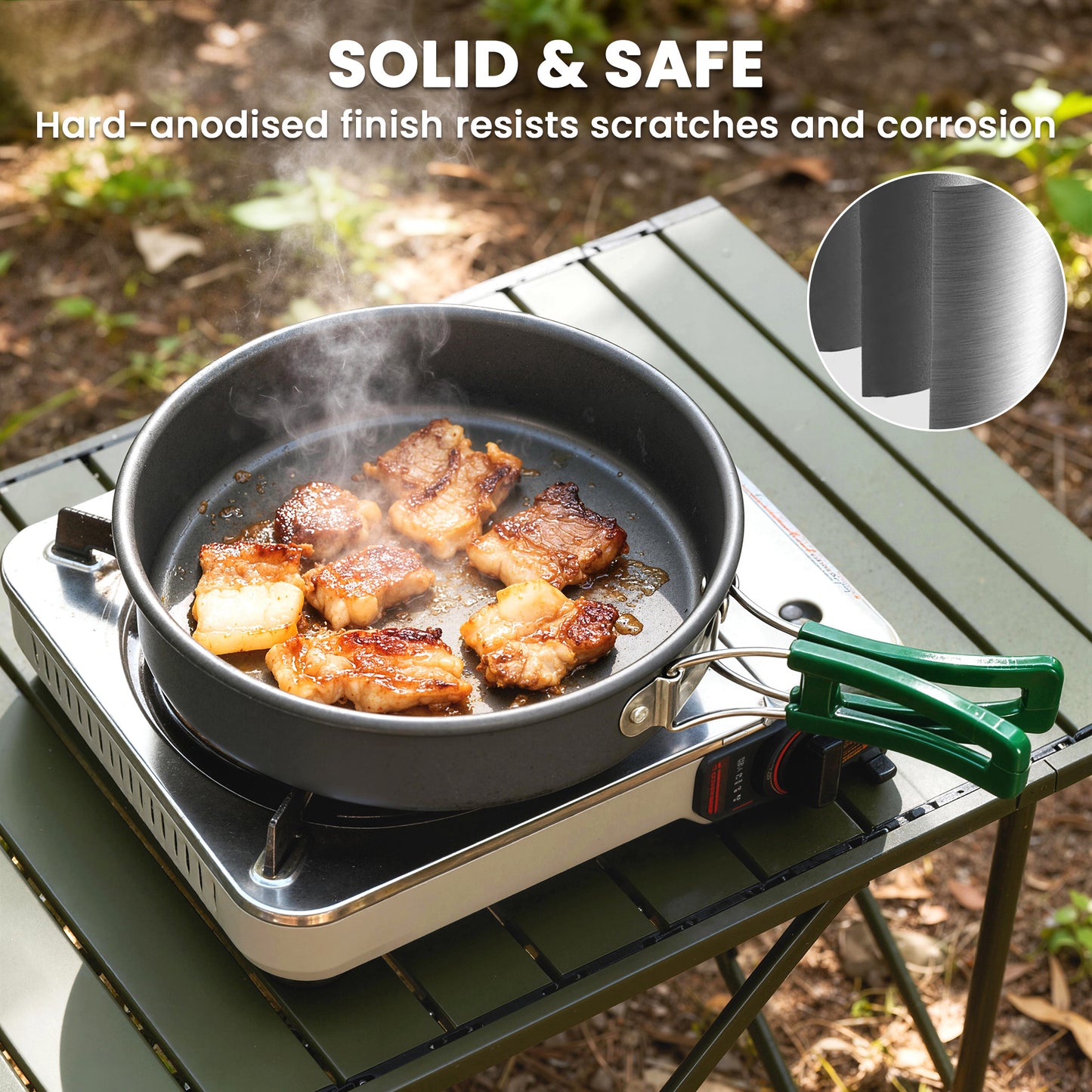 Camping Cookware Set, 8-Piece Ultralight Camping Cooking Kit Grey