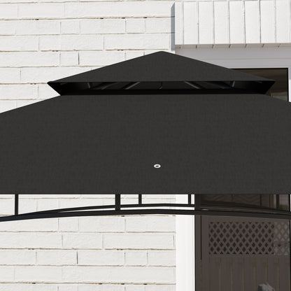 8' x 5' Grill Gazebo Canopy with 2 Side Shelves, Hook, Dark Grey