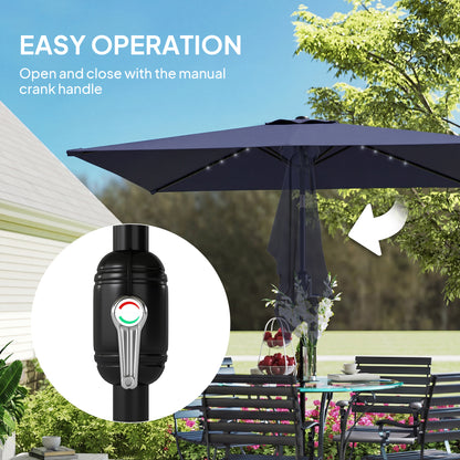 3 x 2 m Garden Parasol Umbrella with Light, Outdoor Patio Umbrella