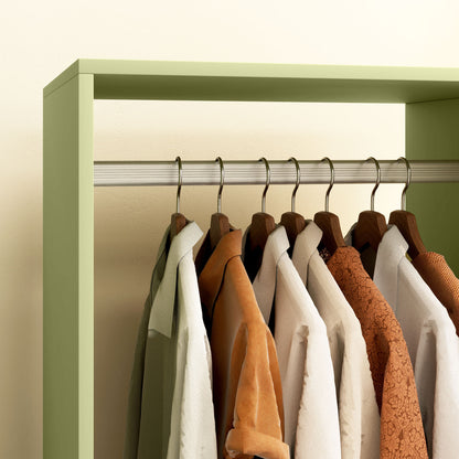 Open Wardrobe Clothes Rail Bedroom Clothes Storage Rod Shelves Green