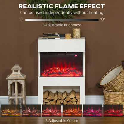 1000W/2000W Electric Fire and Mantel with Remote & Timer, White