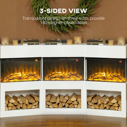 1000W/2000W Electric Fire and Mantel with Remote & Timer, White