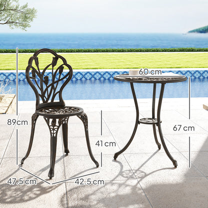 3 Piece Bistro Set, Aluminium Garden Furniture with Umbrella Hole