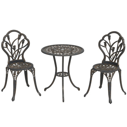 3 Piece Bistro Set, Aluminium Garden Furniture with Umbrella Hole