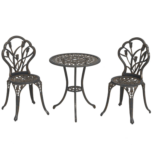 3 Piece Bistro Set, Aluminium Garden Furniture with Umbrella Hole