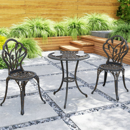 3 Piece Bistro Set, Aluminium Garden Furniture with Umbrella Hole