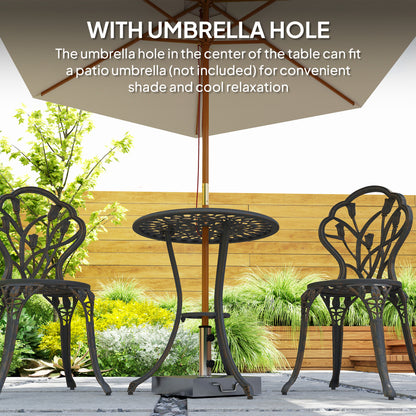 3 Piece Bistro Set, Aluminium Garden Furniture with Umbrella Hole