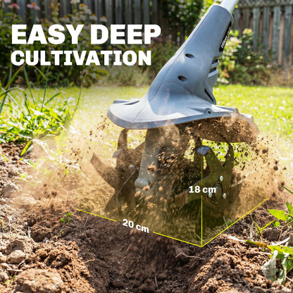 Cordless Tiller, 18V Garden Rotavator with 2 x 4Ah Batteries