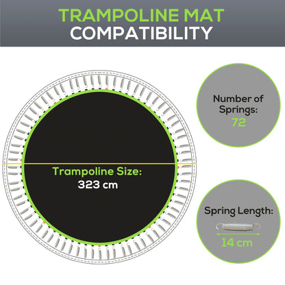 Trampoline Mat with 72 V-Hooks, for 12ft Trampoline, Green