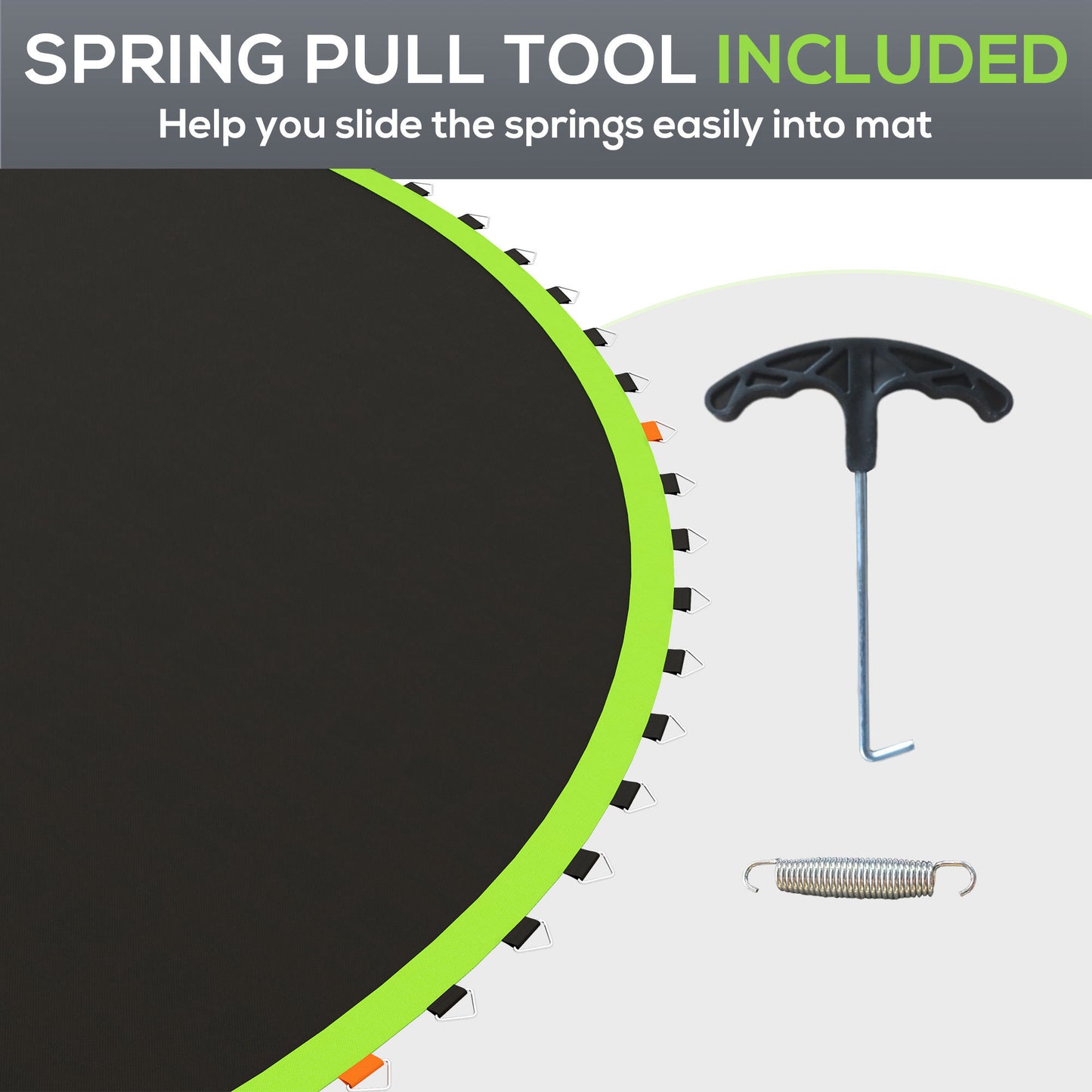 Trampoline Mat with 72 V-Hooks, for 12ft Trampoline, Green