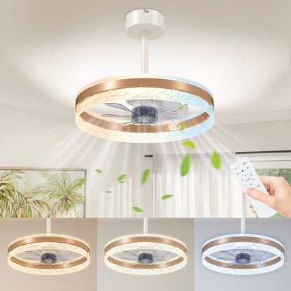 Ceiling Fan Light with 3 Colour, Timer, Reversible, Remote, Gold