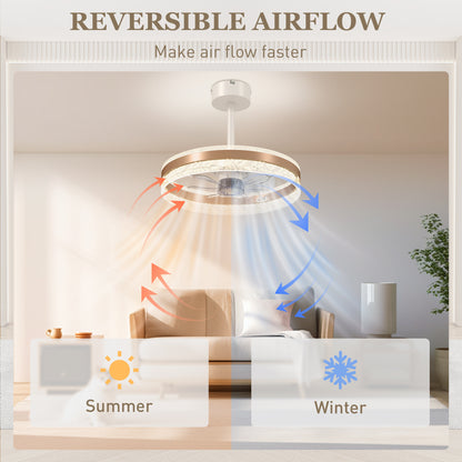 Ceiling Fan Light with 3 Colour, Timer, Reversible, Remote, Gold