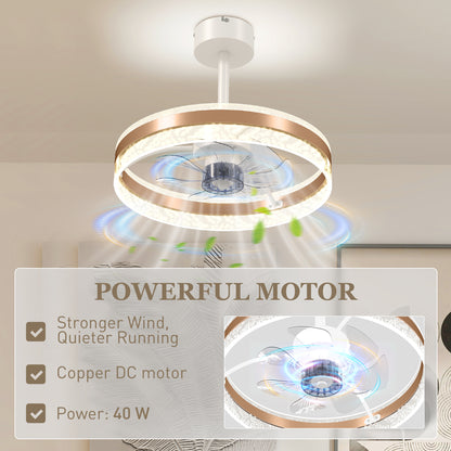 Ceiling Fan Light with 3 Colour, Timer, Reversible, Remote, Gold