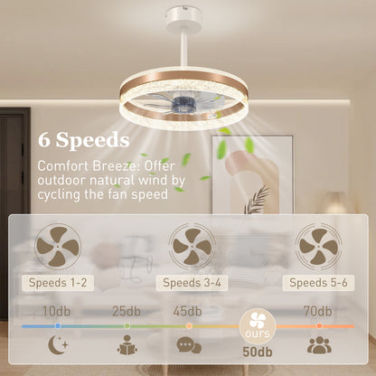 Ceiling Fan Light with 3 Colour, Timer, Reversible, Remote, Gold