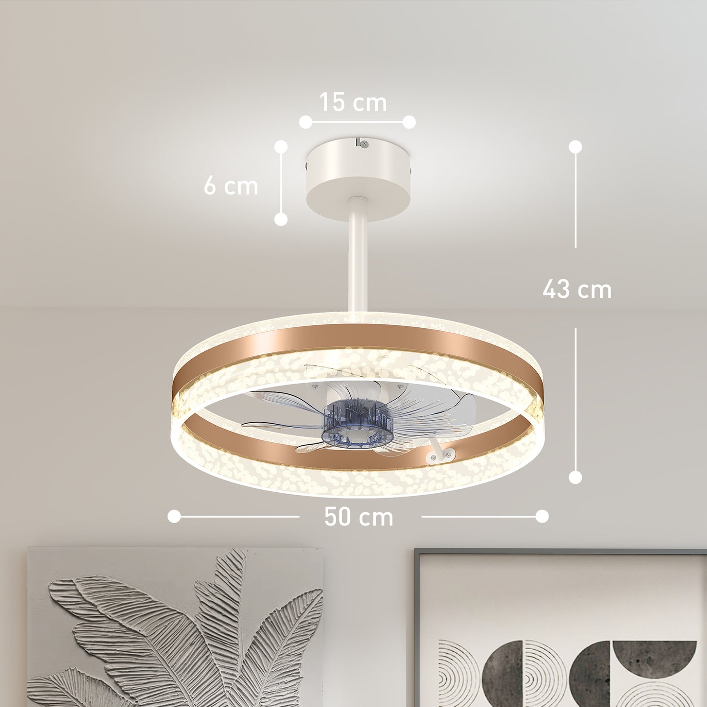 Ceiling Fan Light with 3 Colour, Timer, Reversible, Remote, Gold