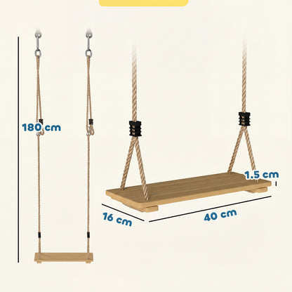 Swing Seat with Adjustable Wooden Seat for Kids