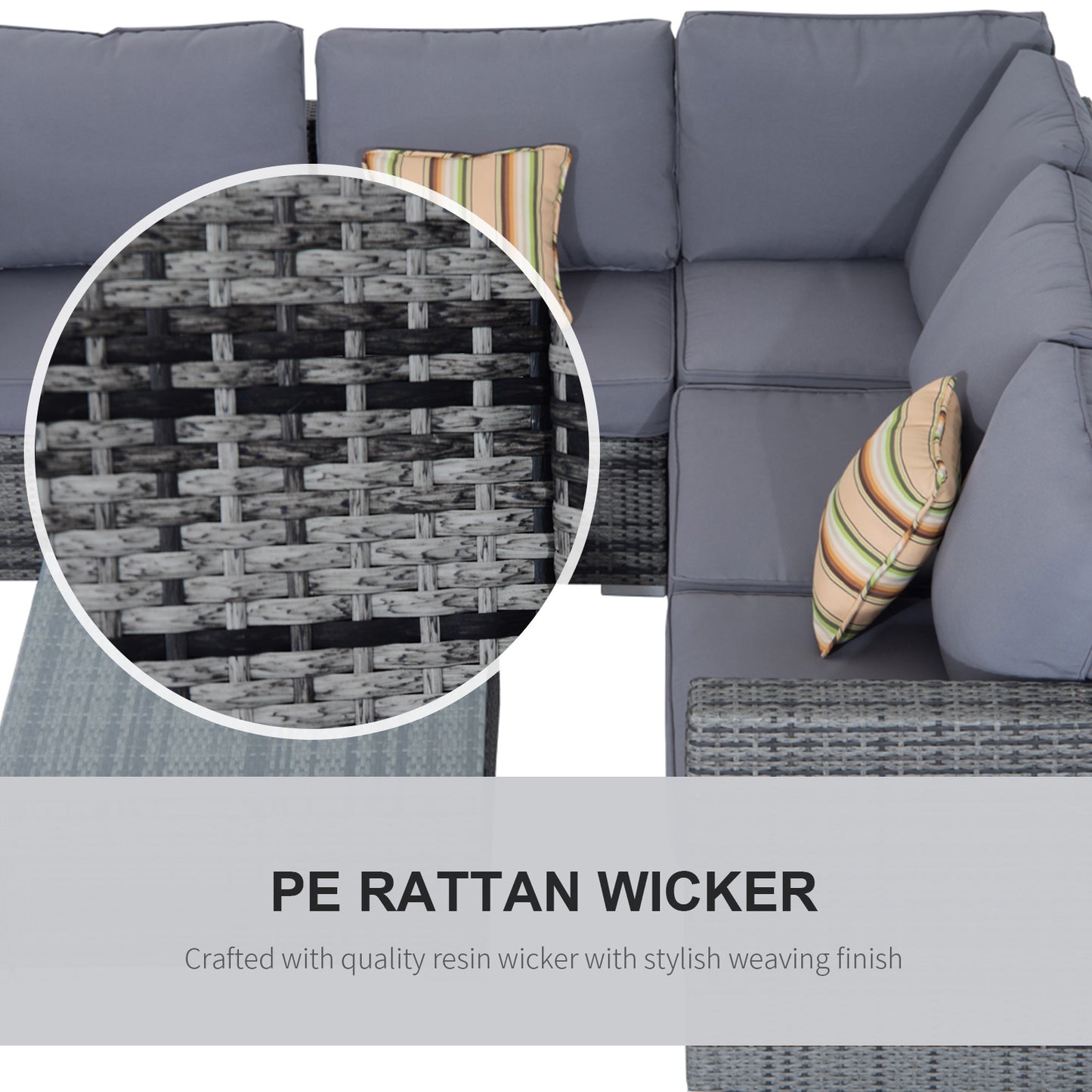 4 Pieces Rattan Furniture Set Sofa Chair Coffee Table Wicker Grey