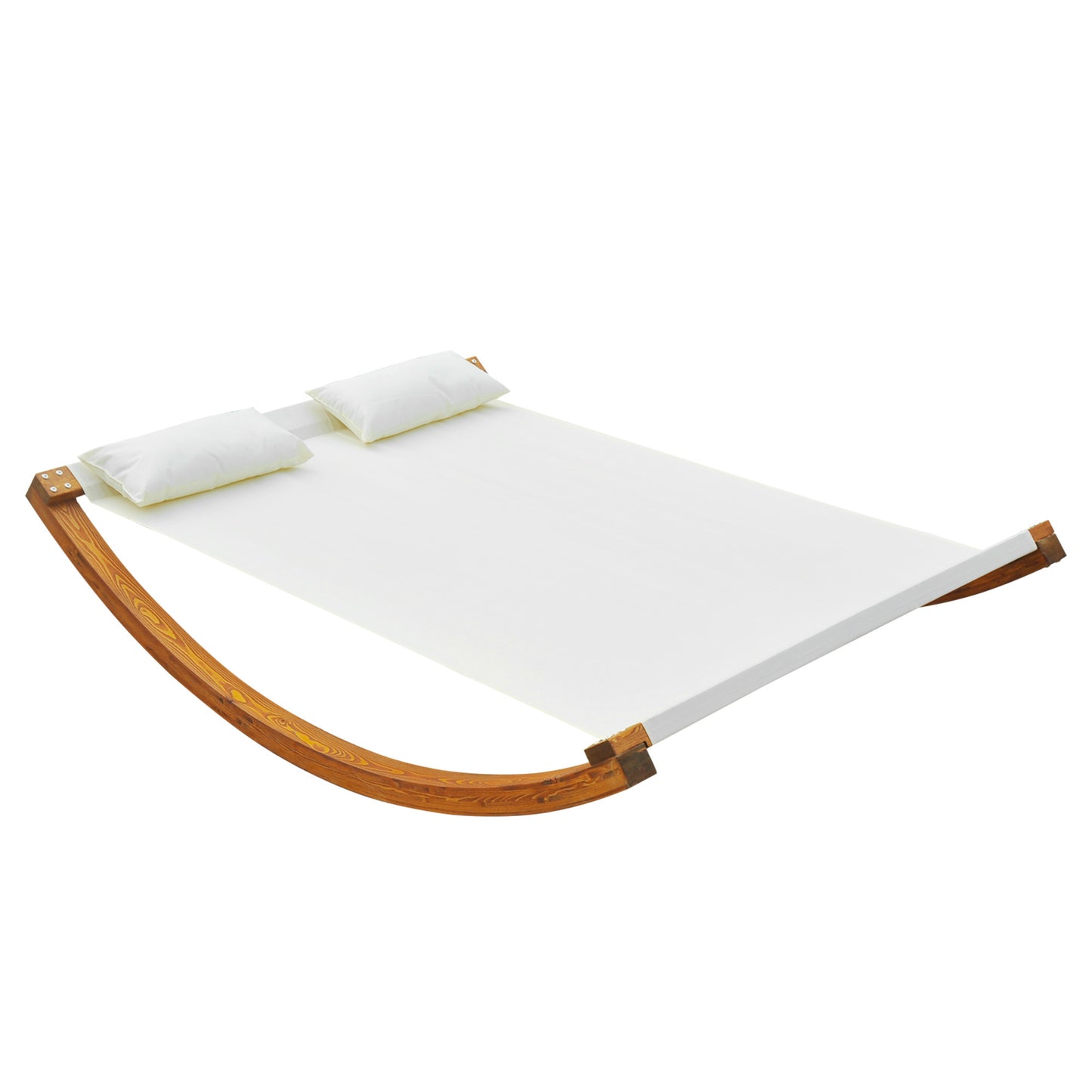 Garden Outdoor Wood Frame Hammock Rocking Sun Bed Lounger Beds + 2 Pillows