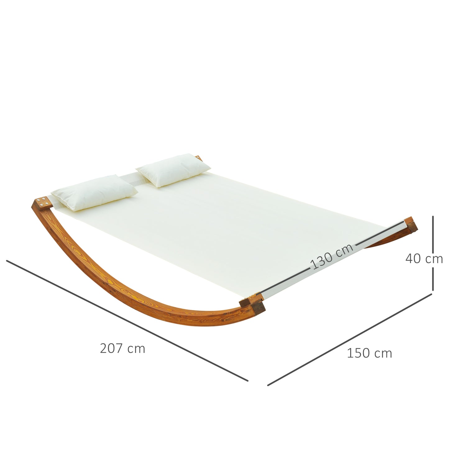 Garden Outdoor Wood Frame Hammock Rocking Sun Bed Lounger Beds + 2 Pillows