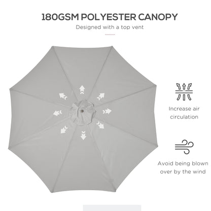 3(m) Wooden Garden Parasol Sun Shade Outdoor Umbrella Canopy Grey