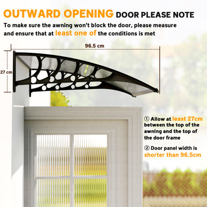 Door Canopy Outdoor Awning Rain Shelter for Window Porch, Clear