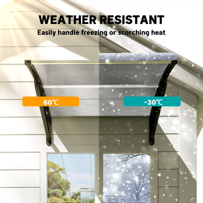 Door Canopy Outdoor Awning Rain Shelter for Window Porch, Clear
