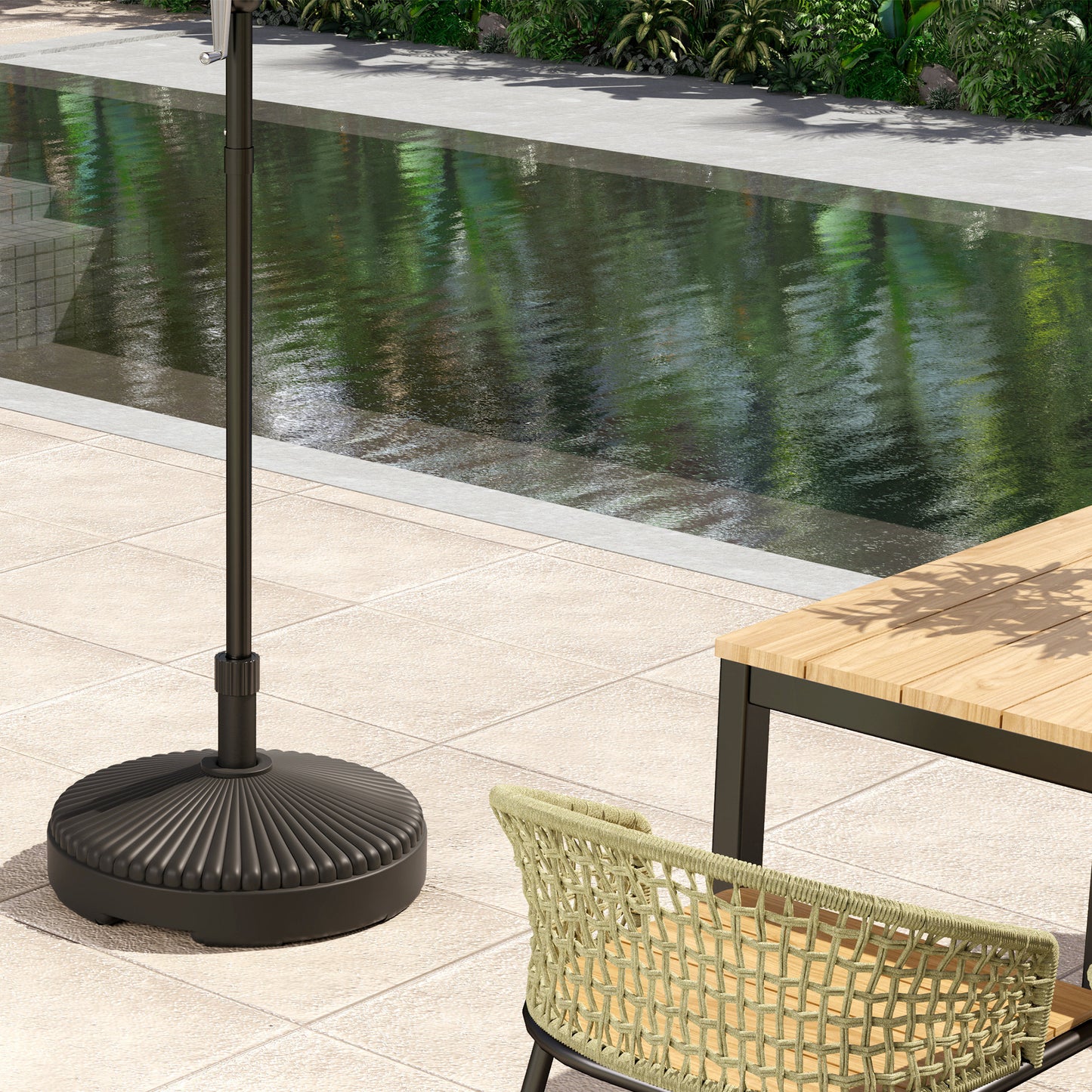 Garden Parasol Base, 28kg Sand Filled, 23kg Water Filled, Black