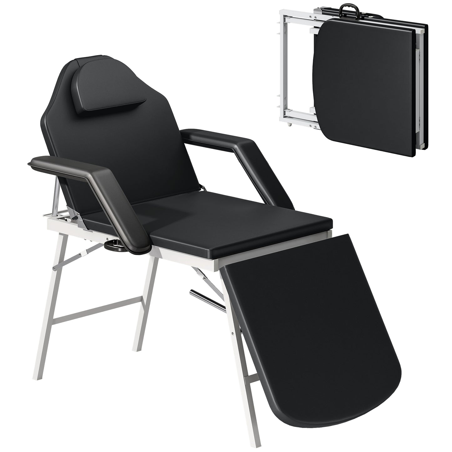 3 Section Adjustable Massage Table, Beauty Bed for Spa, Lash, Black