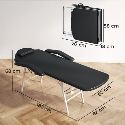 3 Section Adjustable Massage Table, Beauty Bed for Spa, Lash, Black