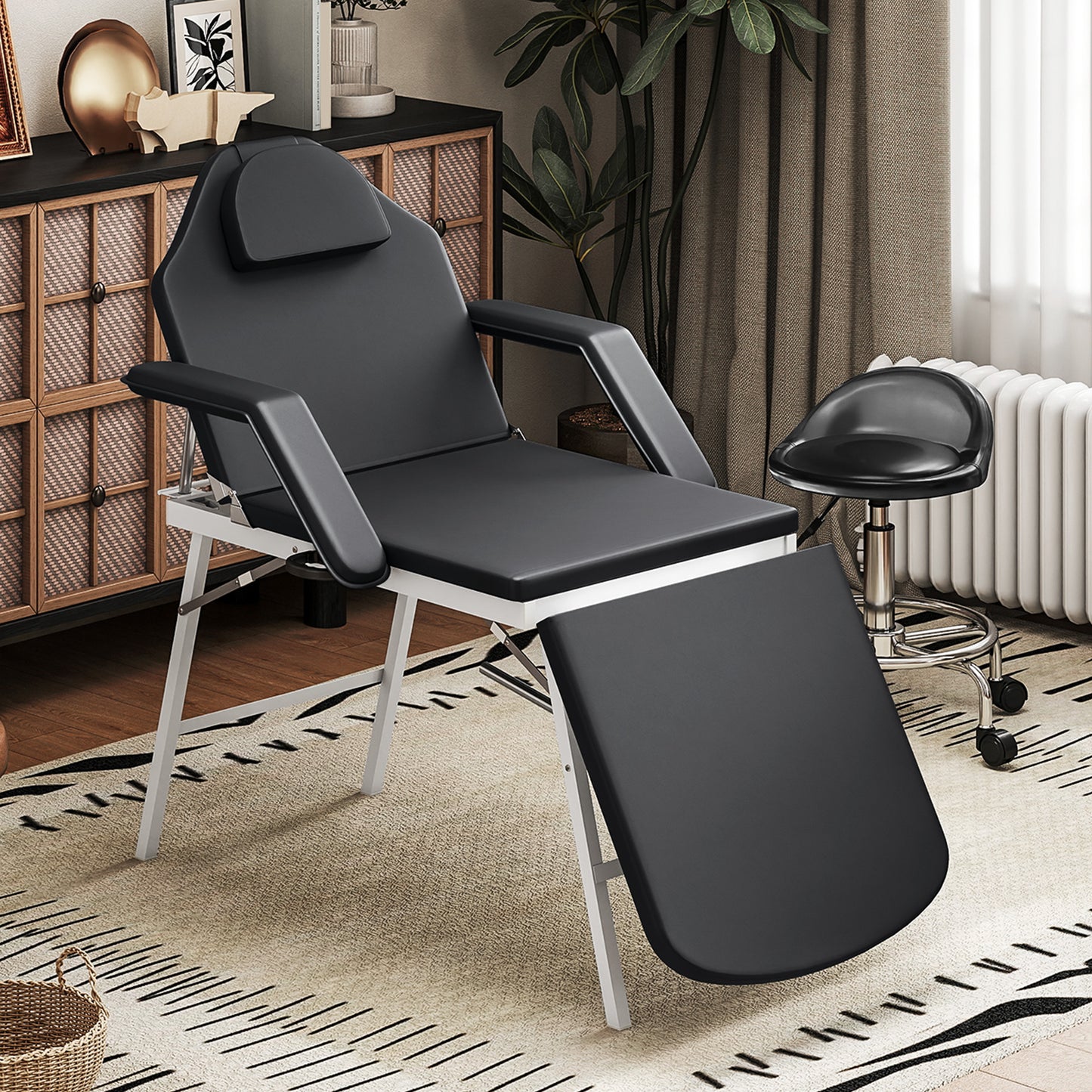 3 Section Adjustable Massage Table, Beauty Bed for Spa, Lash, Black