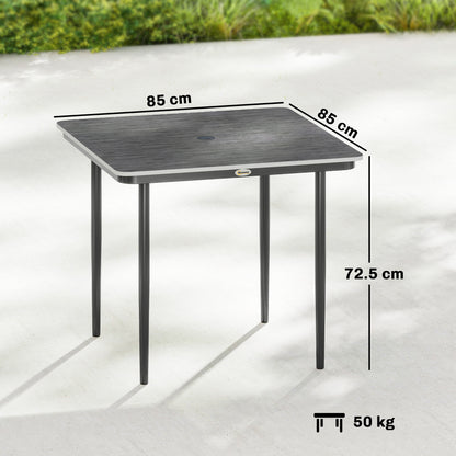 Garden Dining Table, Outdoor Table with Umbrella Hole, Dark Grey